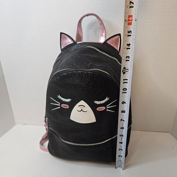 Under One Sky Accessories Black Glitter Kitty Cat Face Pink Straps Backpack Bag main image 12